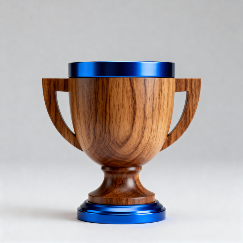 Wood Trophy in Blue and Oak Finish