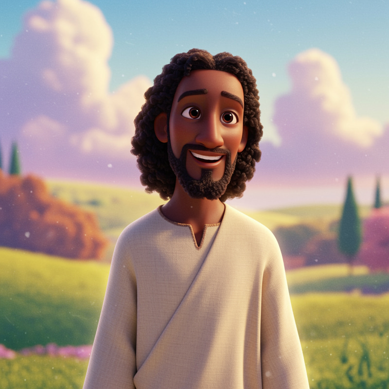 Black Jesus in Pixar Style Art
