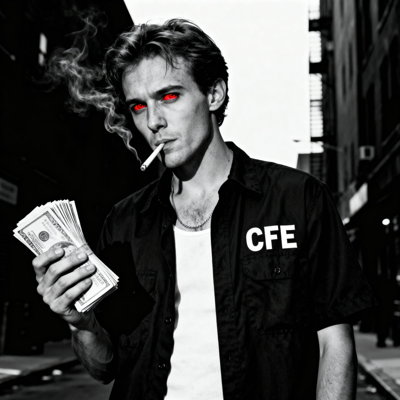 White Gangster with Cash and CFE Shirt