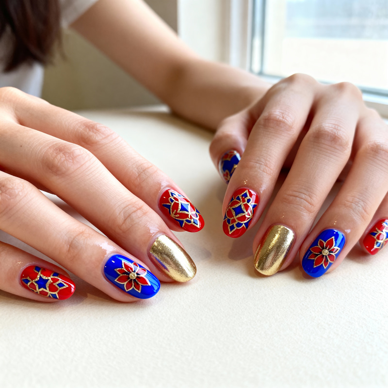 Stunning Nail Art Design with Vibrant Patterns