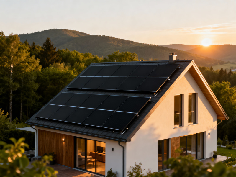 Modern House with Solar Panels and Scenic Views Modern House with Solar Panels and Scenic Views