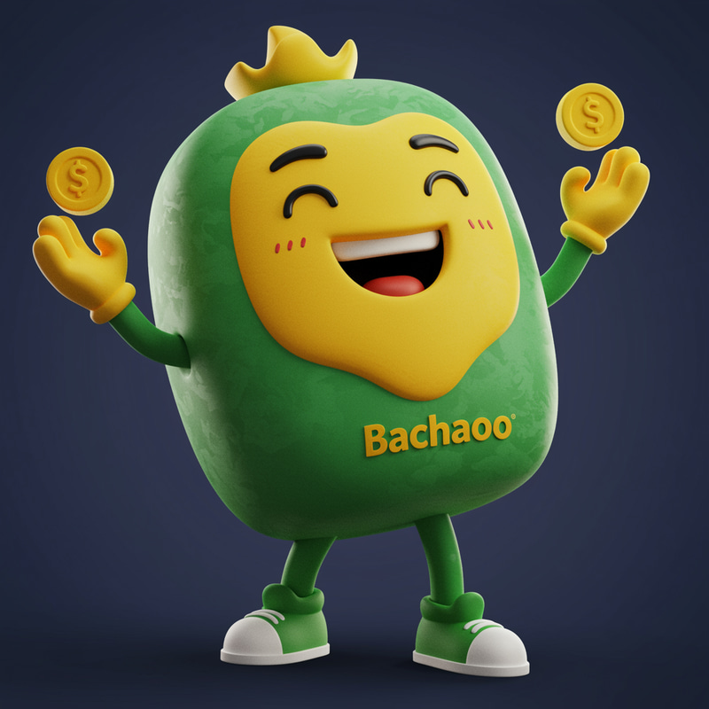 Cheerful Bachaoo Mascot Celebrating Savings Cheerful Bachaoo Mascot Celebrating Savings