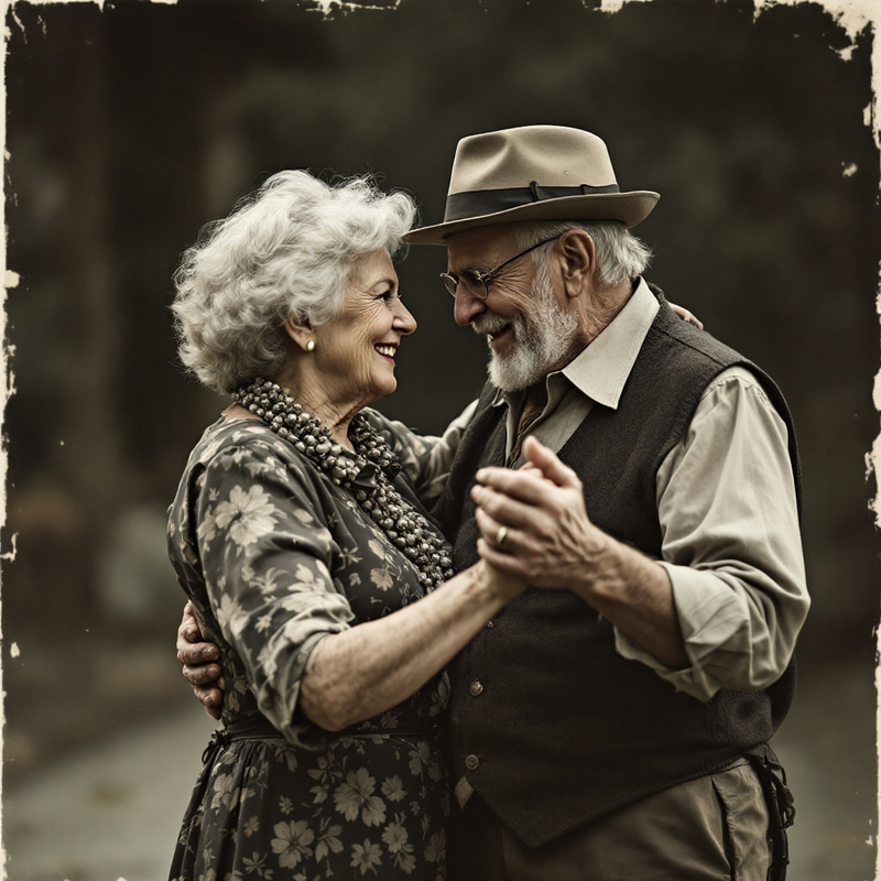 Elegant Senior Couple Dancing in Old Style Elegant Senior Couple Dancing in Old Style