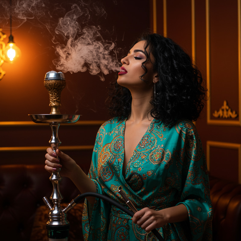 Woman Smoking Hookah: A Cultural Experience Woman Smoking Hookah: A Cultural Experience
