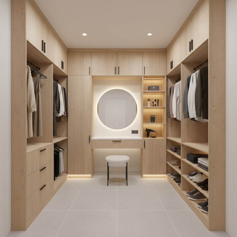 Stylish U-Shaped Wardrobe Design for Bedrooms