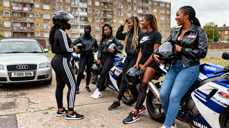 Urban Vibes: Black Girls and Superbikes in London Urban Vibes: Black Girls and Superbikes in London