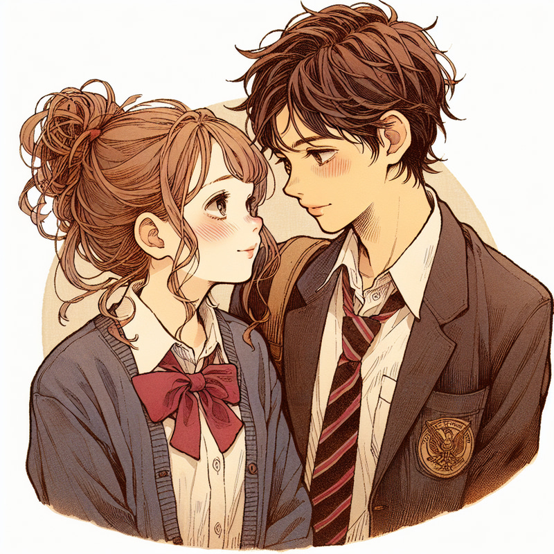 Sweet Young Love Story: School-Aged Girl and Boy Sweet Young Love Story: School-Aged Girl and Boy