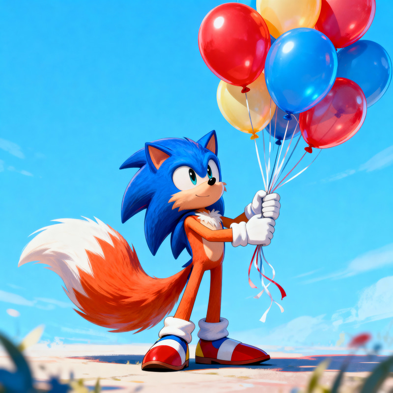 Tails from Sonic the Hedgehog with Balloons Tails from Sonic the Hedgehog with Balloons