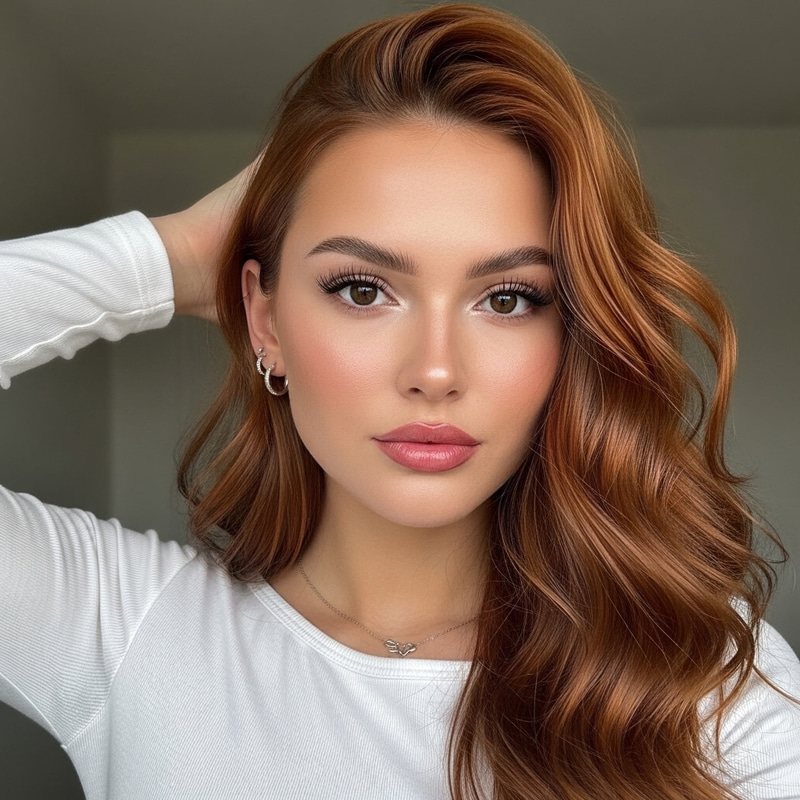 Elegant Girl with Warm Brown Hair and Natural Beauty Elegant Girl with Warm Brown Hair and Natural Beauty