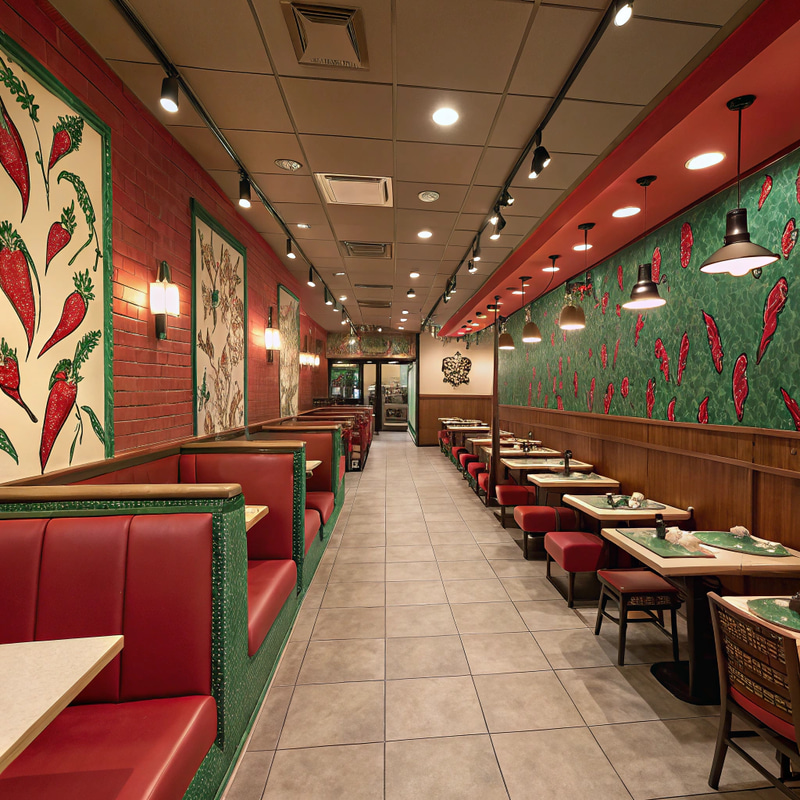 Chili Peppers-Themed Restaurant Interior Design Chili Peppers-Themed Restaurant Interior Design