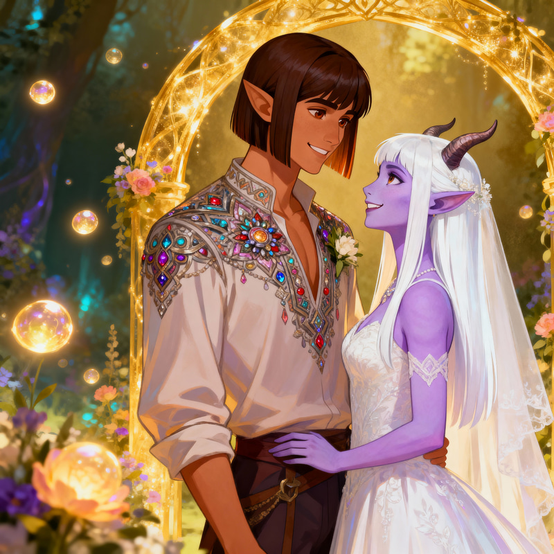 Enchanted Wedding of a Tiefling and Human