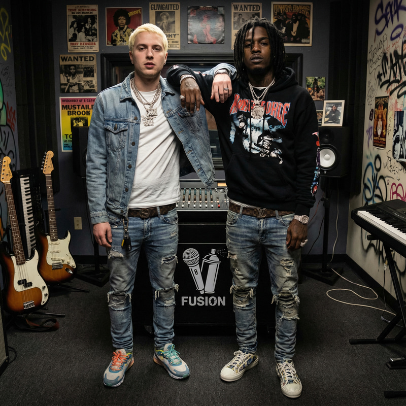 Fusion of Hip-Hop Styles: Blonde & Dreadlocked Musicians Fusion of Hip-Hop Styles: Blonde & Dreadlocked Musicians