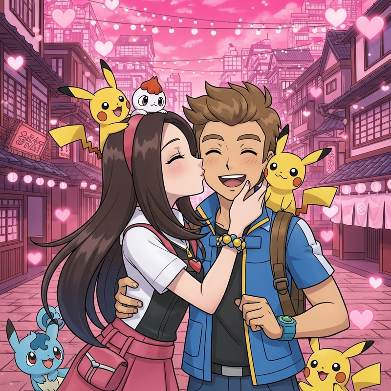 Pokemon Trainers Cartoon: A Romantic Kiss Pokemon Trainers Cartoon: A Romantic Kiss