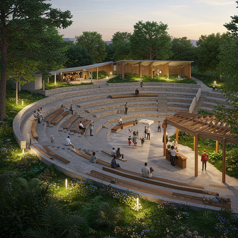 Modern Nature-Integrated Outdoor Amphitheater Design Modern Nature-Integrated Outdoor Amphitheater Design