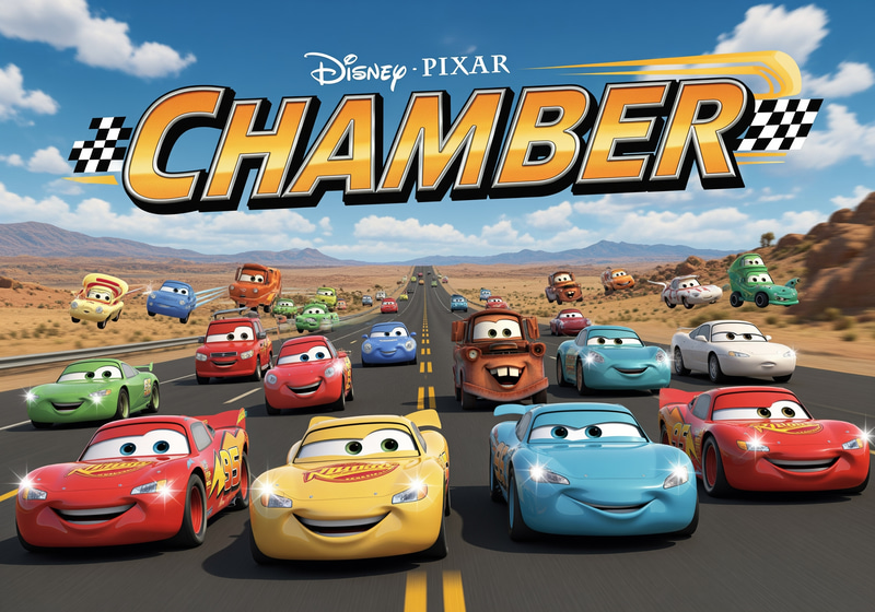 Vibrant Disney Cars Poster on Route 66 Adventure Vibrant Disney Cars Poster on Route 66 Adventure
