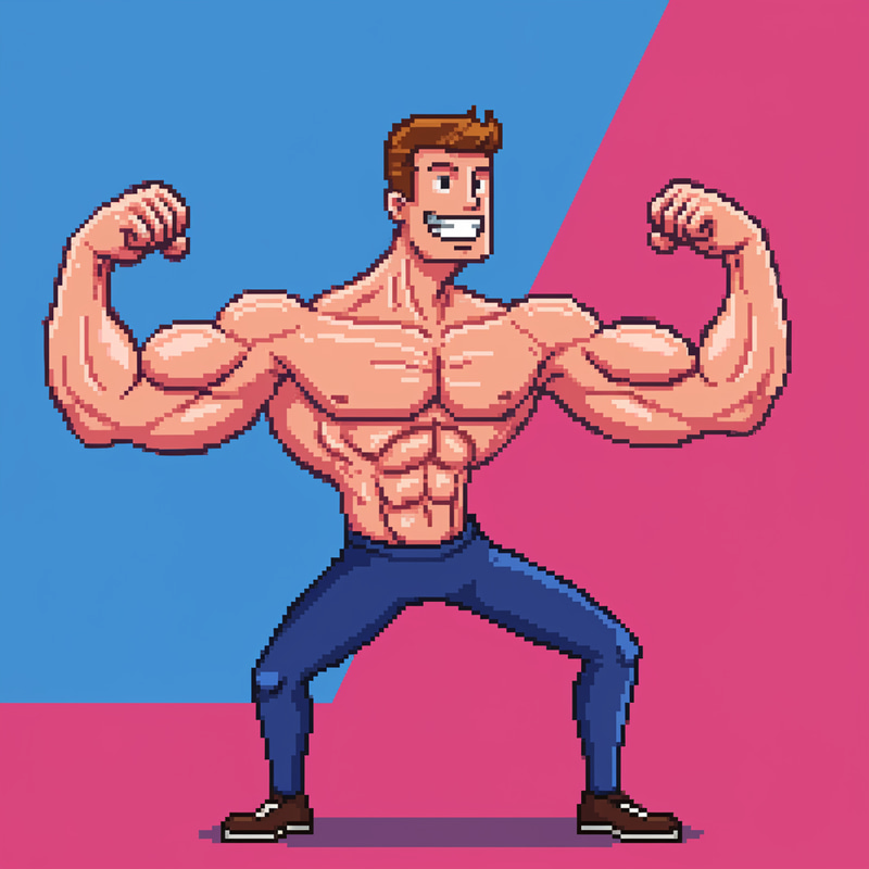 8-Bit Stretchy Man in Powerful Stance