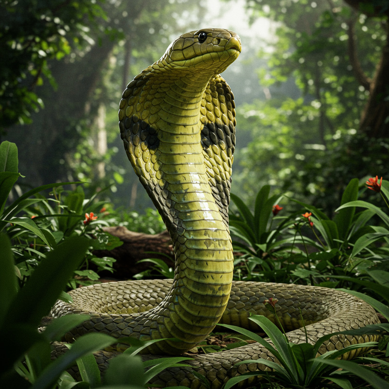 AI Image of Asian King Cobra in Jungle Setting AI Image of Asian King Cobra in Jungle Setting
