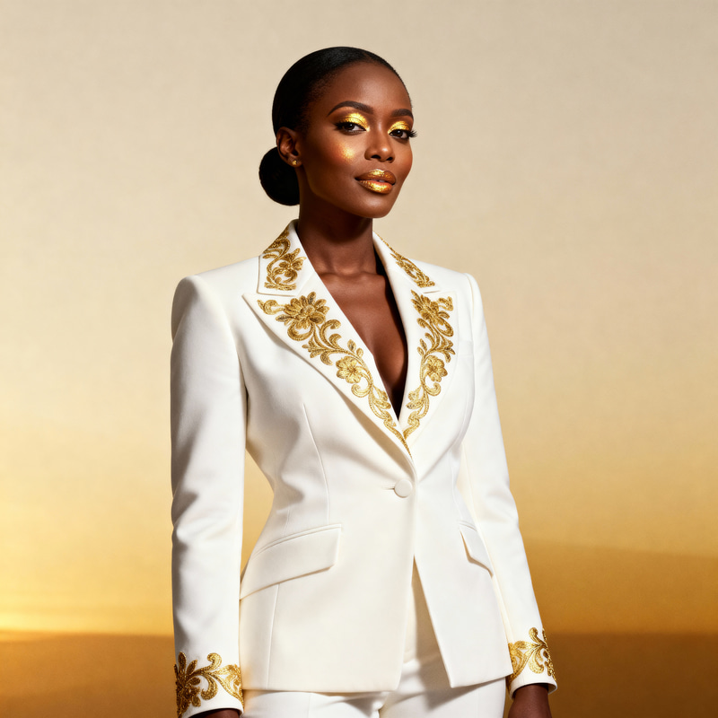 Confident African Businesswoman in Elegant Power Suit Confident African Businesswoman in Elegant Power Suit