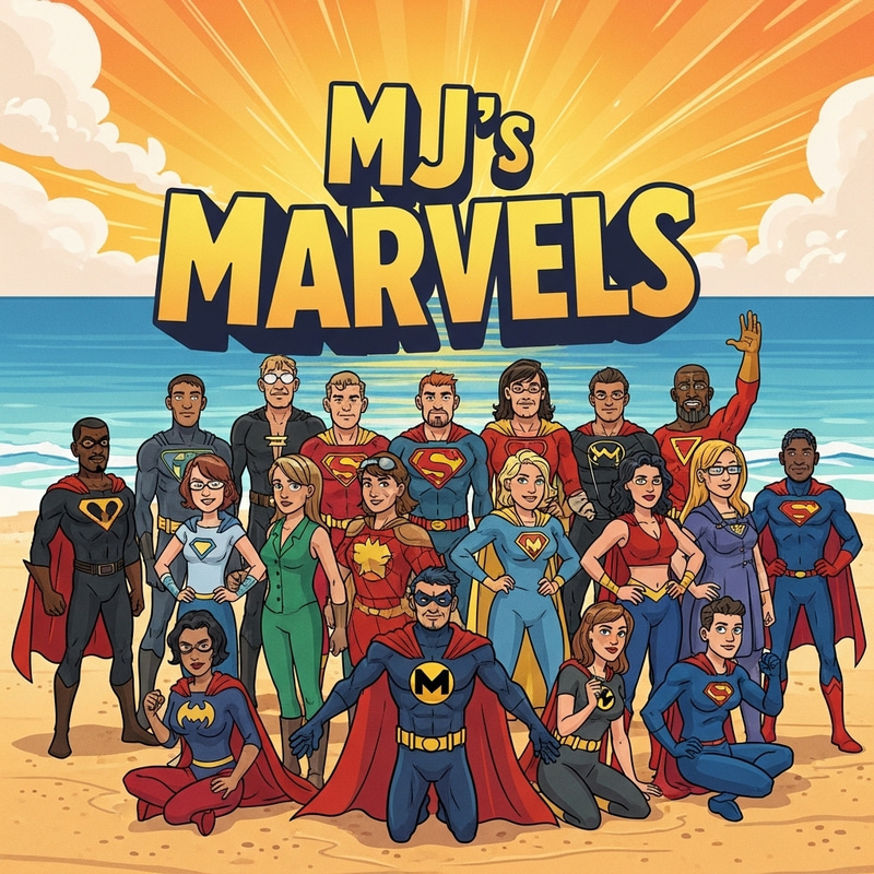 MJ's Marvels: Cartoon Superheroes at the Beach MJ's Marvels: Cartoon Superheroes at the Beach