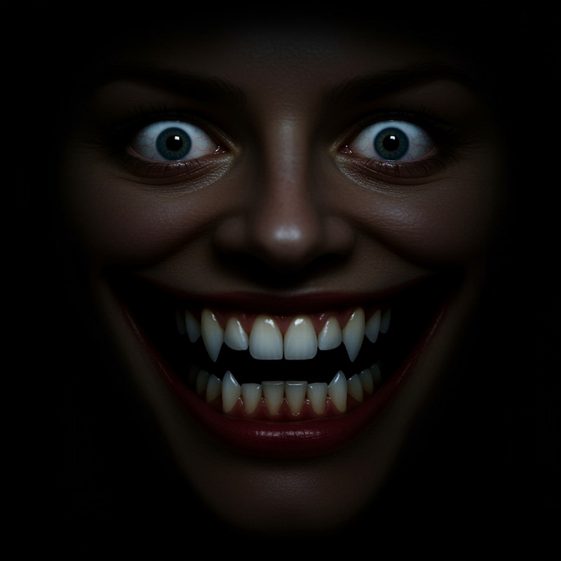 Creepy Grinning Mouth and Eyes Image Creepy Grinning Mouth and Eyes Image