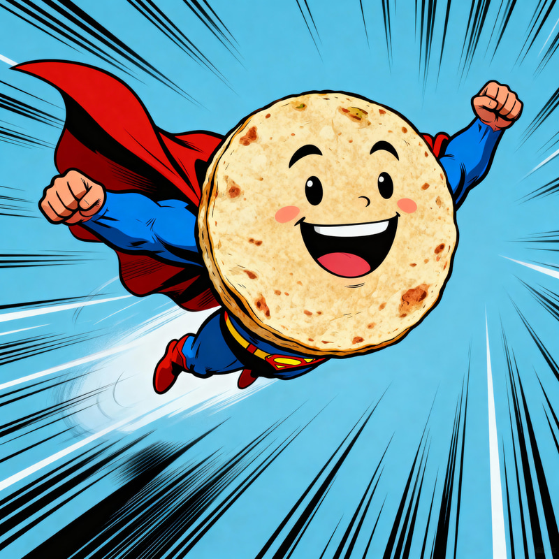 Flying Wrap: Comic Style Tortilla Adventure Flying Wrap: Comic Style Tortilla Adventure