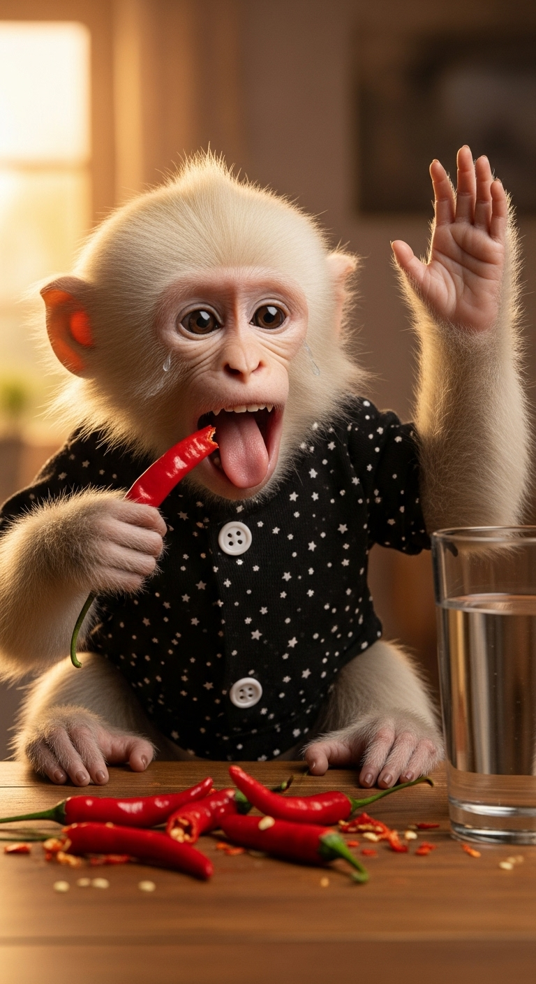 Hilarious Baby Monkey's Chili Pepper Reaction