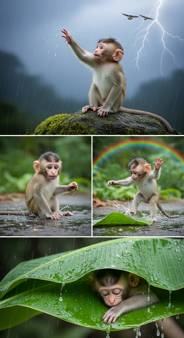 Curious Baby Monkey's Magical Rainy Adventure