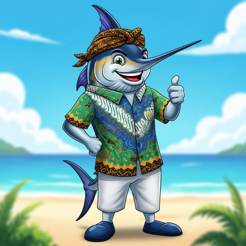 Marlin Mascot Animation in Sundanese Batik
