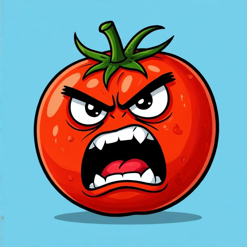 Angry Tomato Face - Fun and Quirky Designs Angry Tomato Face - Fun and Quirky Designs