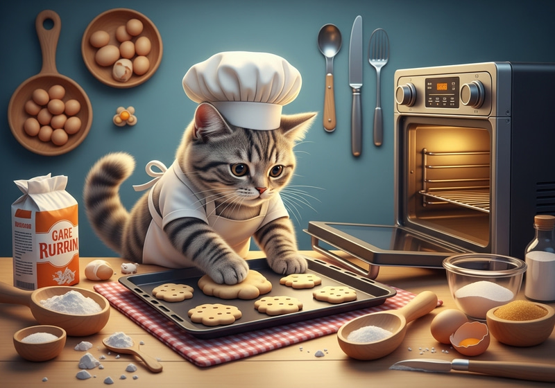 Cute Cat Baking Cookies - Adorable Culinary Scene