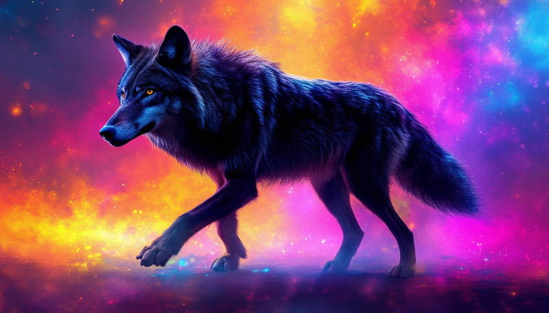 Dynamic Dancing Black Wolf on Tetris Background Dynamic Dancing Black Wolf on Tetris Background
