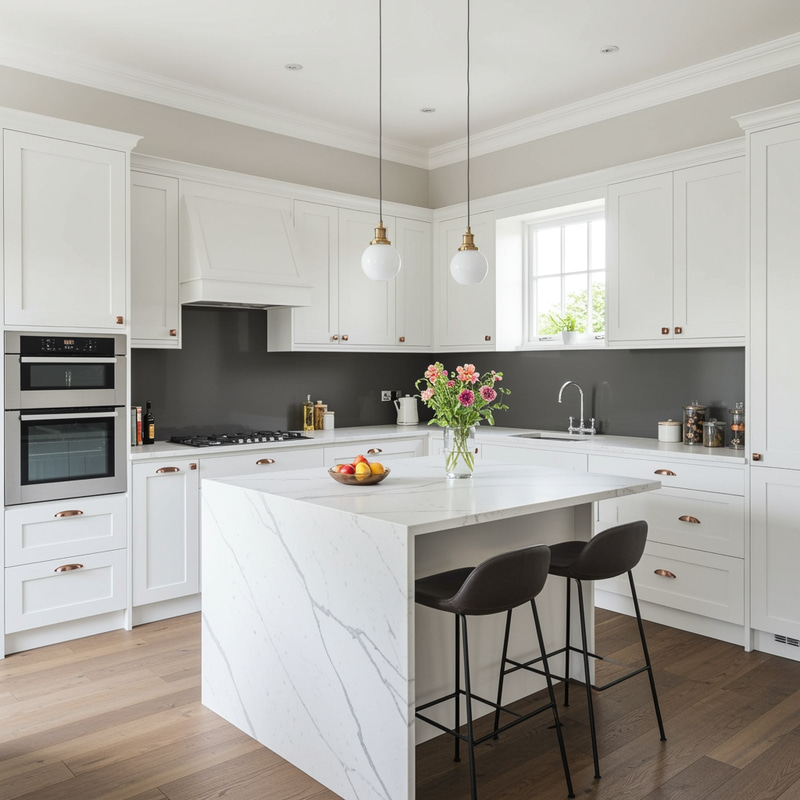 Luxury L-Shaped Kitchen with Window Design Luxury L-Shaped Kitchen with Window Design