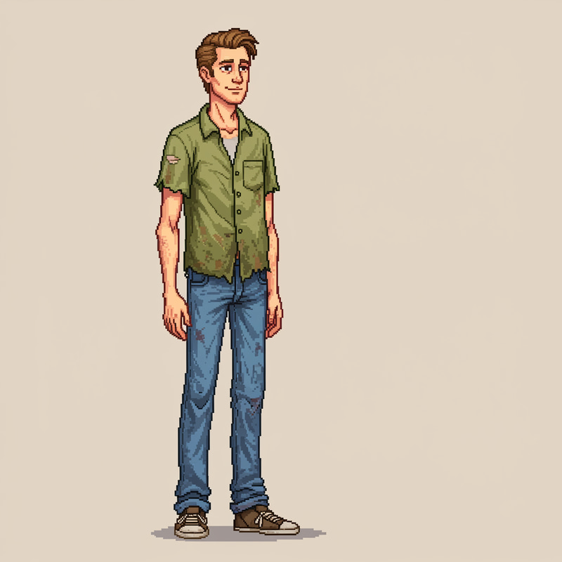 Pixel-Art Sprite of Shirt Guy - Happy & Laid-Back