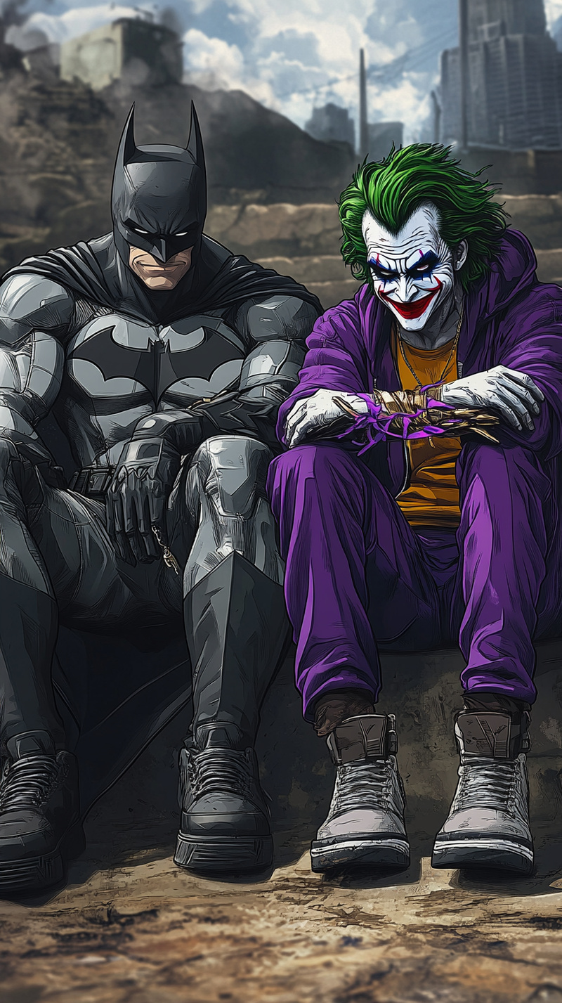 Cool Batman & Joker Anime Art with Jordans Cool Batman & Joker Anime Art with Jordans