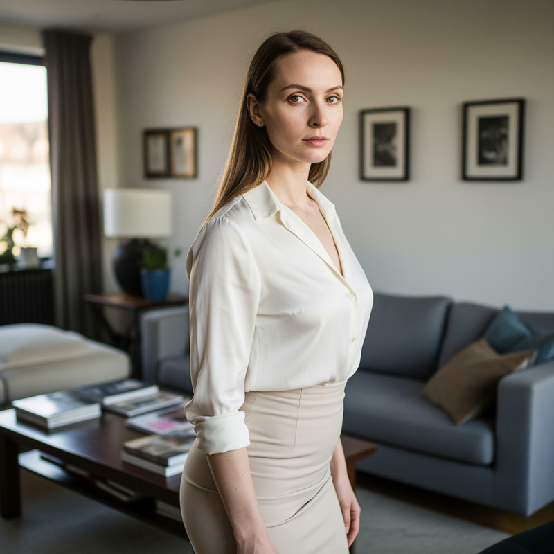 Candid Portrait of a Real Woman in Modern Living Room
