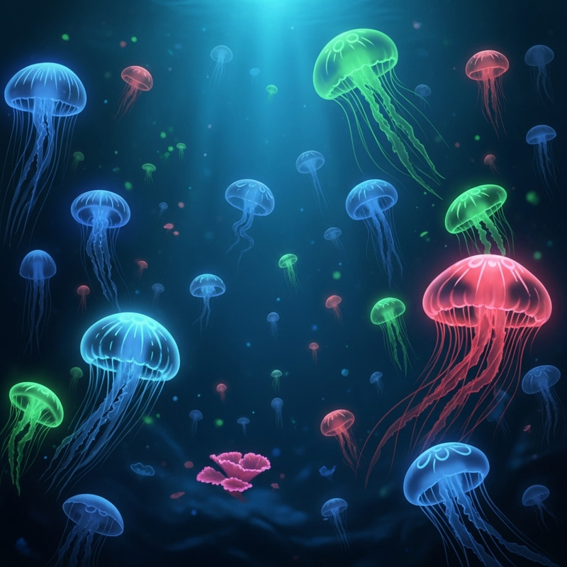 Glowing Jellyfish: Ethereal Underwater Fantasy Art Glowing Jellyfish: Ethereal Underwater Fantasy Art