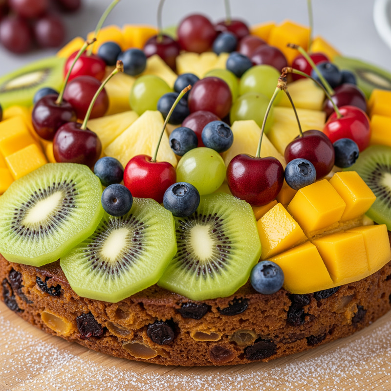 Delicious Fruit Cake with Abundant Toppings Delicious Fruit Cake with Abundant Toppings