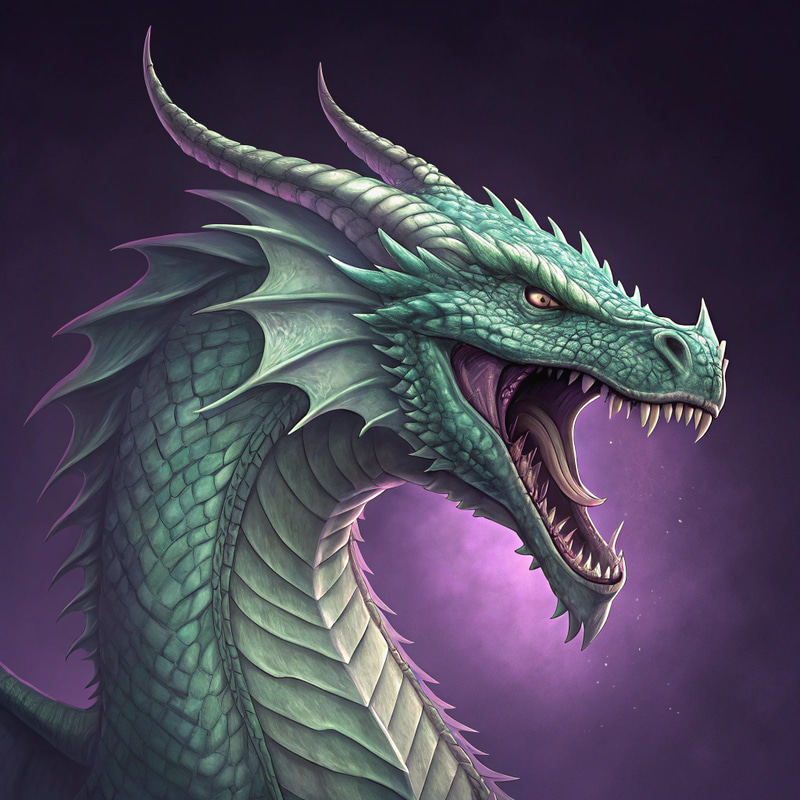 Realistic Evil Dragon with Purple Background Realistic Evil Dragon with Purple Background