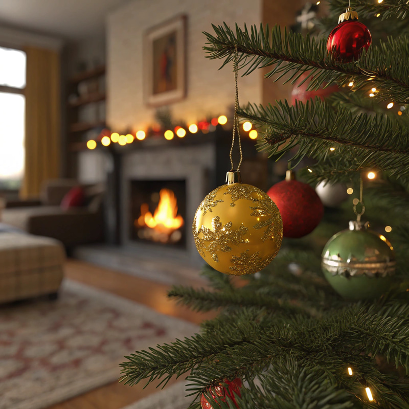 Cozy Christmas Tree in a Festive Living Room