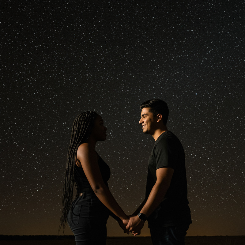 Couple Under Starry Night Sky Couple Under Starry Night Sky