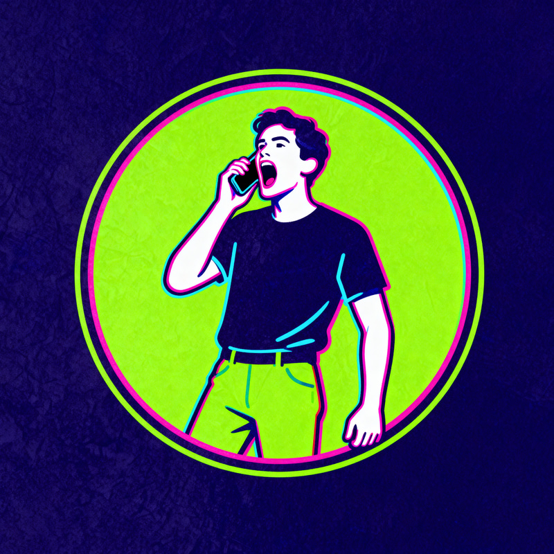 90s Skate Art Logo: Man Yelling into Phone 90s Skate Art Logo: Man Yelling into Phone