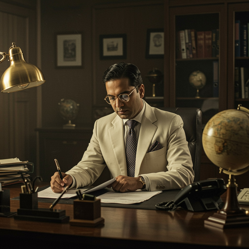 Vintage Image of a Busy CEO in Landscape Mode