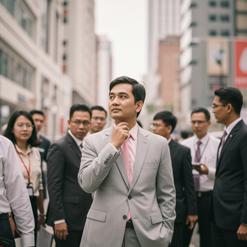 Vintage CEO Image in Pastel Colors | Busy Scene