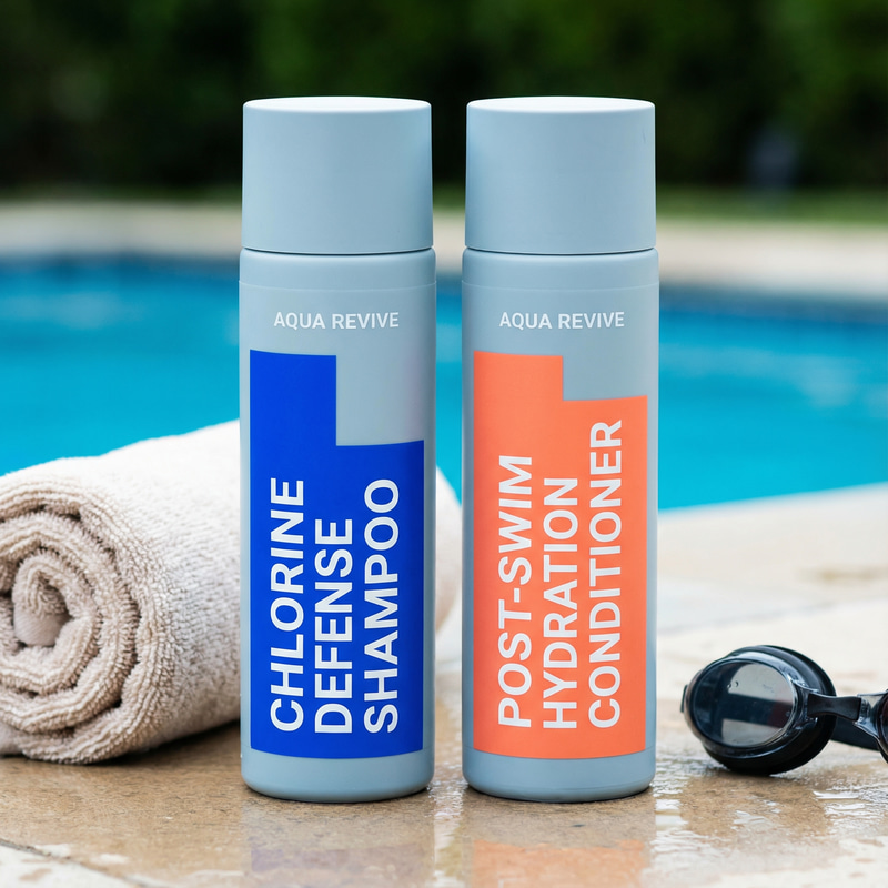 Modern Shampoo Packaging Design with Bold Colors Modern Shampoo Packaging Design with Bold Colors