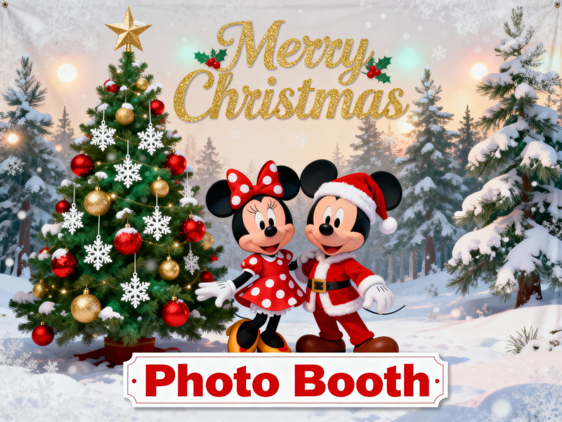 Christmas Background with Minnie and Mickey
