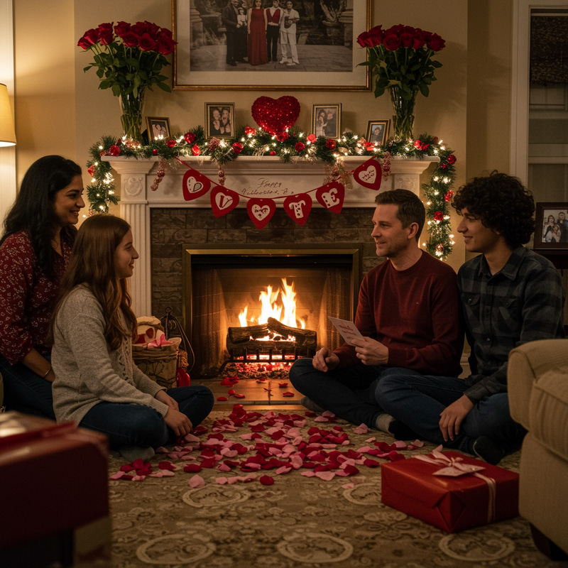 Family Home Celebrating Valentine's Day Family Home Celebrating Valentine's Day