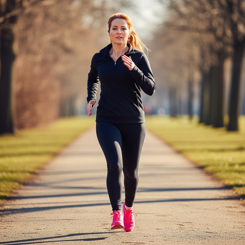 Fit Woman Running in Stylish Athletic Gear Fit Woman Running in Stylish Athletic Gear