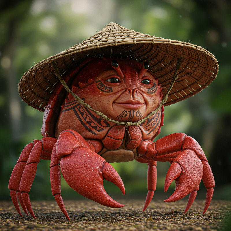 Red Crab in Salakot Hat: A Filipino Art Piece Red Crab in Salakot Hat: A Filipino Art Piece