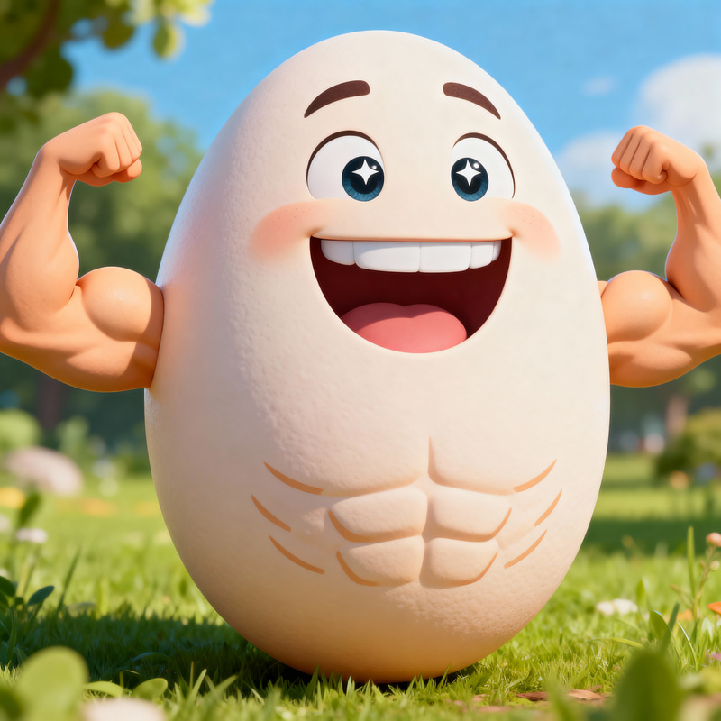 Joyful Muscular Egg - Fun Animated Illustration Joyful Muscular Egg - Fun Animated Illustration