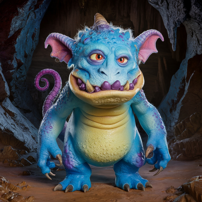 Adorable Blue Monster with Red Eyes Adorable Blue Monster with Red Eyes